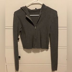 Ribbed grey zip up, M/L